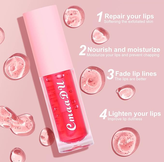 Yasovigi Fruit Lip Oil Plumping Lip Tint Moisturizing Lip Gloss, Transparent Lip Balm Care Stick Nourishing Repairing Non-sticky, Moisture&Lighten Lip Lines-VivaGrace Women