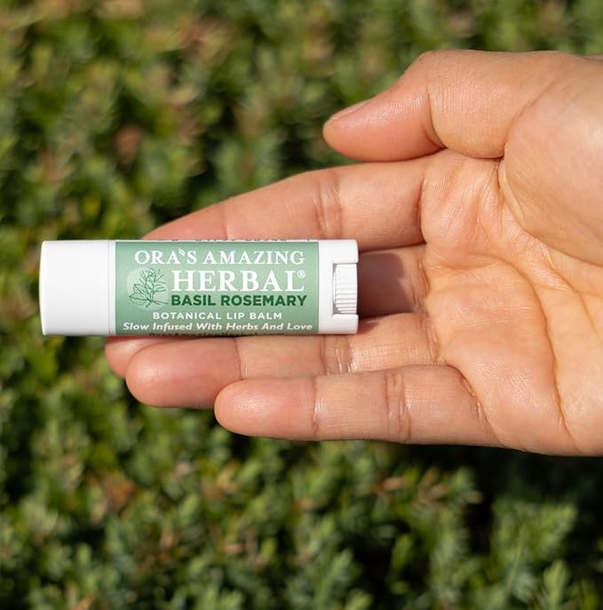 Natural Lip Balm, Perioral Dermatitis Treatment, Calendula Lip Balm, Healing Lip Balm with Immune Supportive Basil & Rosemary Essential Oil, Organic Coconut Oil, 2 Pak, Ora's Amazing Herbal-VivaGrace Women