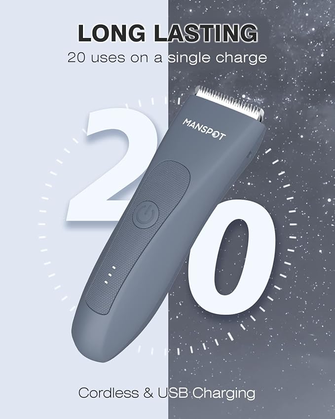 MANSPOT Electric Groin Hair Trimmer Hair Finishing Trimmers, Men's Shaving & Grooming Sets Kit with 4 Guards and Replaceable Ceramic Blade Heads,Waterproof Wet/Dry Trimmer,90 Minutes Shaving Tools-VivaGrace Women