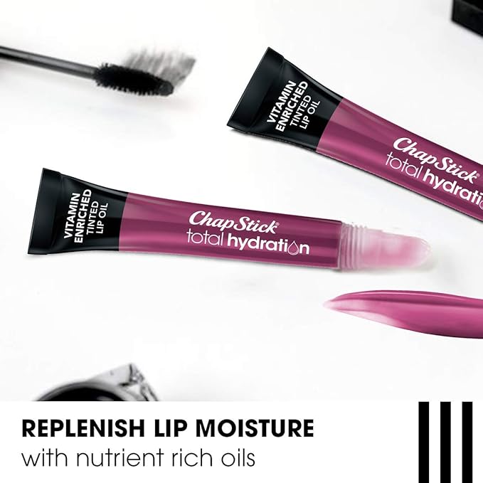 ChapStick Total Hydration Vitamin Enriched Sheer Plum Tinted Lip Oil Tube, Lip Care - 0.24 Oz-VivaGrace Women