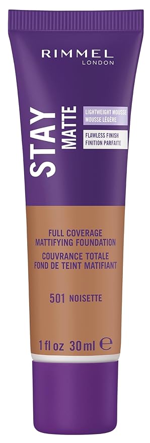 Rimmel London Stay Matte Liquid Mousse - 501 Noisette - Foundation, Lightweight, Shine Control, Oil-Free, 1oz-VivaGrace Women