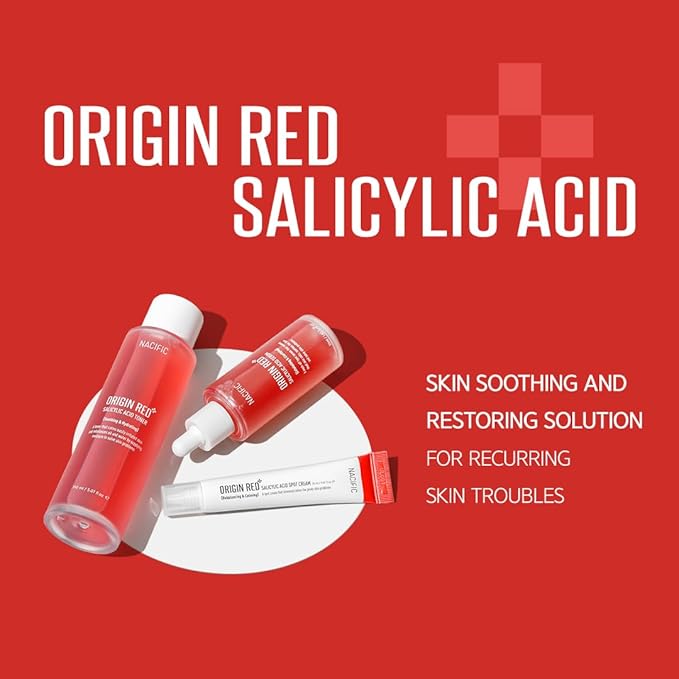 NACIFIC Origin Red Salicylic Acid Triple Set (Toner 150ml Serum 50ml Cream 20ml) Skin Barrier Strengthening, PH 5.5, AHA, BHA, PHA, Soothing-VivaGrace Women