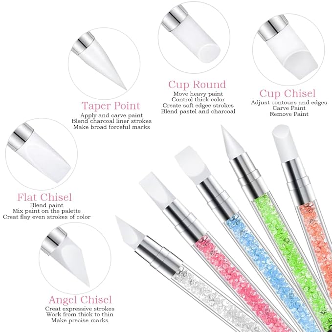 Nail Art Tools 27Pcs Set,Nail Art Brush,Resin Nail Art Palette,5 Pcs Nail Art Sculpture Pen,2-way Acrylic Silicone Engraving Pen Dotting Pen Tools Nail Art Kit for Nail Art DIY-VivaGrace Women