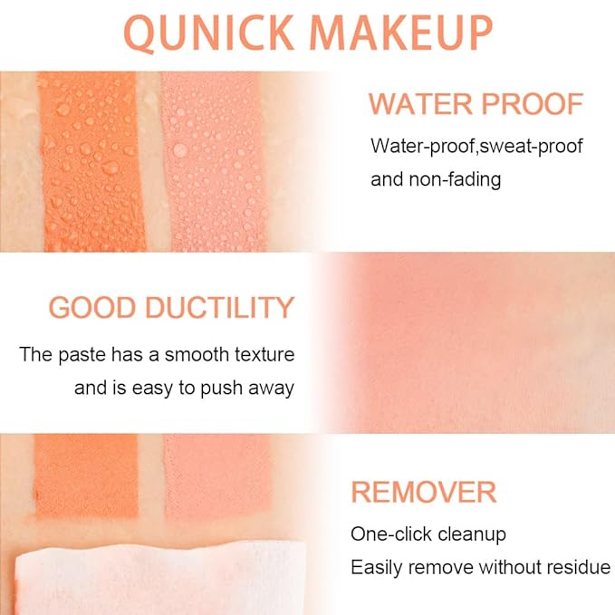 evpct 2Pcs Shimmer Orange Cream Blush Stick for Cheeks Lips Tint Eyes Contour Highlighter Makeup Sticks Lightweight Hydrating formula rubor en crema para los cachetes 02 Coral Pink & 03 Coral Orange-VivaGrace Women