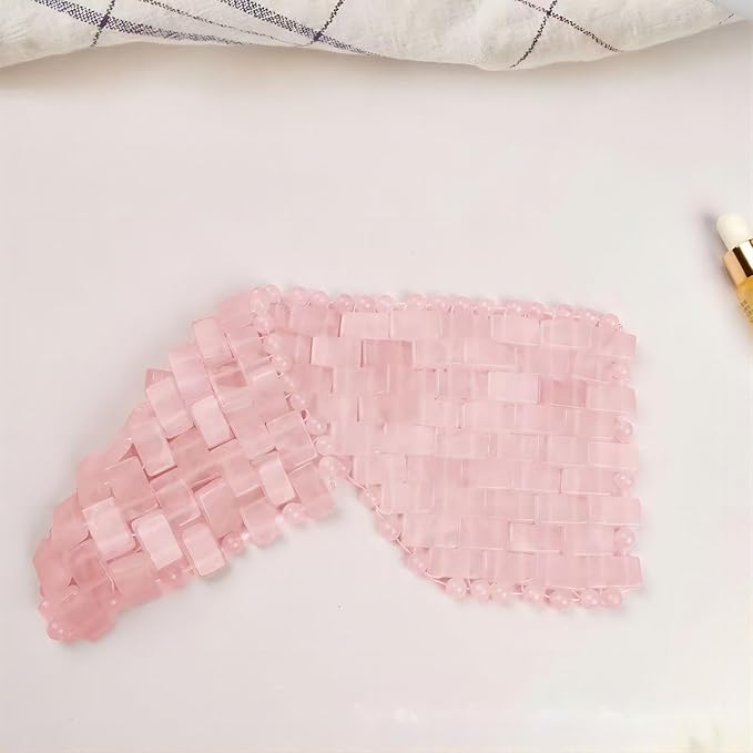 Rose Quartz Eye Mask, Jade Eye Mask 100% Natural Crystal Eye Mask, Reusable Gemstone Eye Mask Eliminate Wrinkles Puffiness Headache and Migraine Relief Hot or Cold Using-VivaGrace Women