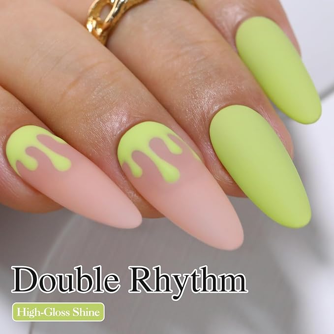 Double Rhythm Pastel Green Gel Polish Sheer Neutral Natural Light Milky Same Color Same Bottle 15ML Jelly UV Nail Art DIY at Home (Pale Green-A1410)-VivaGrace Women