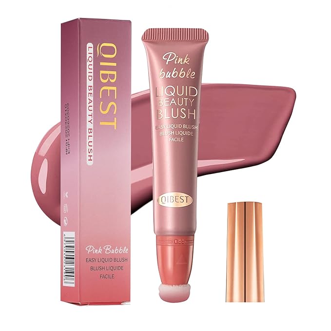 Liquid Blush Beauty Wand Matte Cream Blush Stick with Soft Cushion Applicator For Natural Cheek Tint Blendable Lightweight Long Lasting Dewy Finish makeup blush for Face(03 Plum Wine)-VivaGrace Women