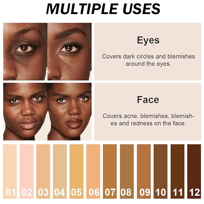 Kaely Cream Pot Concealer Full Coverage Set,Conceal Brighten Dark Circles,under Eye Brightener Color Correcting Concealer,Waterproof Foundation Palette with Brush,corrector de ojeras,Vegan Makeup,11-VivaGrace Women