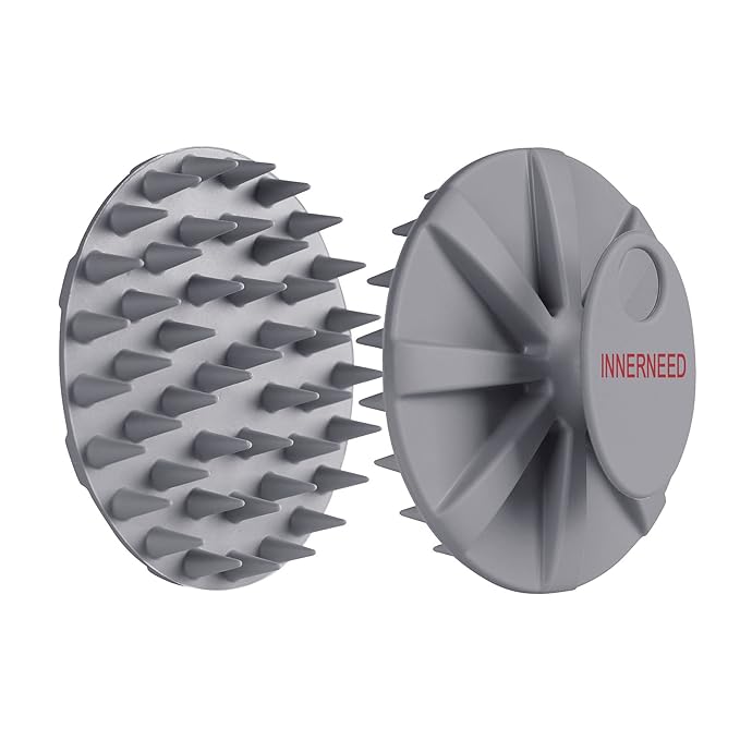 INNERNEED One-Piece Scalp Massager Shampoo Brush, Wet & Dry Scalp Care Head Scrubber Hair Washing, Soft Silicone Bristles, for Hair Growth, Dandruff Removal, Comfortable for All Hair Types (Gray)-VivaGrace Women