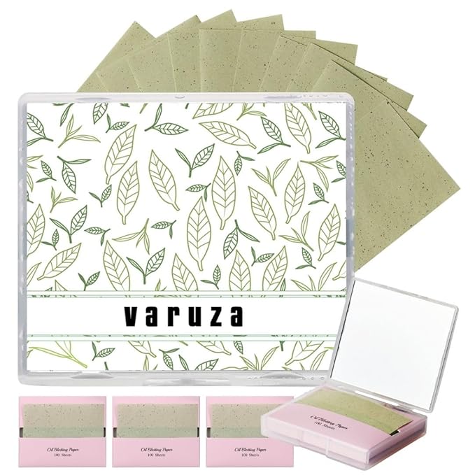 [400 Counts + Mirror Case] Green Tea Natural Oil Blotting Sheets for Face with Mirror Case and Refills-VivaGrace Women