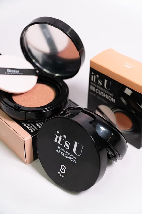Sistar Skin Perfecting BB Cushion Full Coverage Long Lasting Natural Glow Foundation On The Go Case With Mirror (Medium)-VivaGrace Women