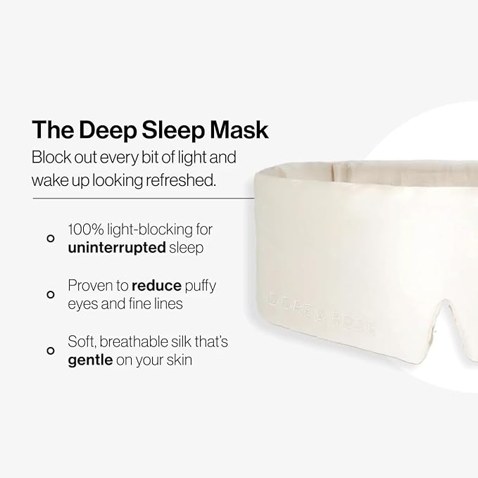 Dore & Rose Deep Sleep Mask Light Blocking, 23 Momme Mulberry Silk Eye Mask, Ultra Soft, Adjustable - Travel Sleeping Mask for Men & Women - Champagne-VivaGrace Women