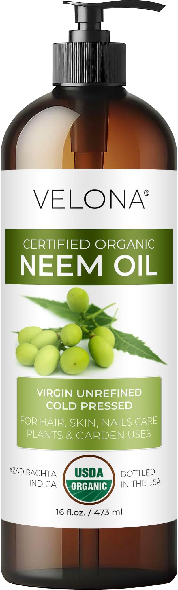 velona Neem Oil USDA Certified Organic - 16 Fl Oz | 100% Pure and Natural Carrier Oil | Virgin, Unrefined, Cold Pressed | Hair, Body and Skin Care | Use Today - Enjoy Results-VivaGrace Women
