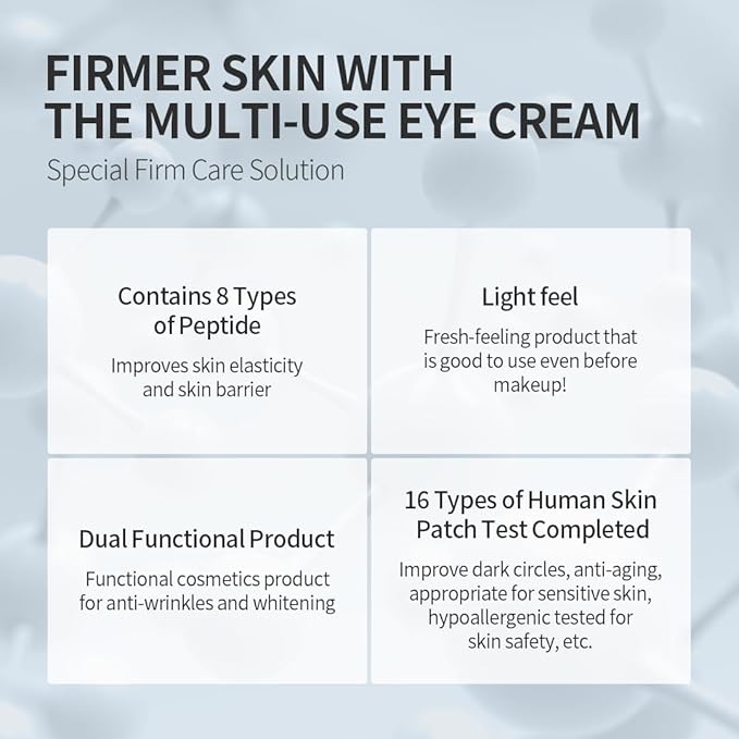 Fermentation Peptine Eye Care Cream (Tube 20ml), Improve Dark Circles, Anti-Aging, Contains 8Types of Peptide, Wrinkles, Daily Wrinkle Eye Cream-VivaGrace Women
