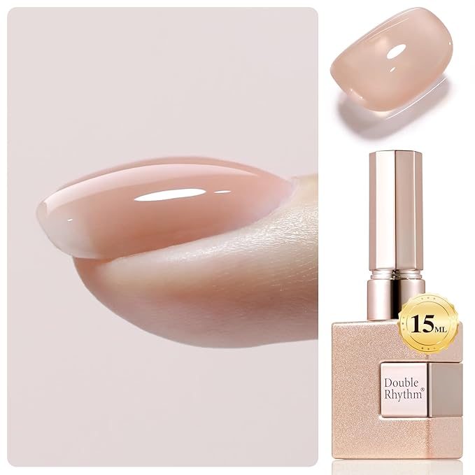 Double Rhythm Clear Gel Nail Polish 15ml Nail Strengthener in a Bottle Nail Extension Hard Gel Soak Off Long Lasting UV Gel (Light Nude 8 in 1-6)-VivaGrace Women
