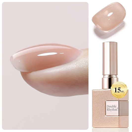Double Rhythm Clear Gel Nail Polish 15ml Nail Strengthener in a Bottle Nail Extension Hard Gel Soak Off Long Lasting UV Gel (Light Nude 8 in 1-6)-VivaGrace Women