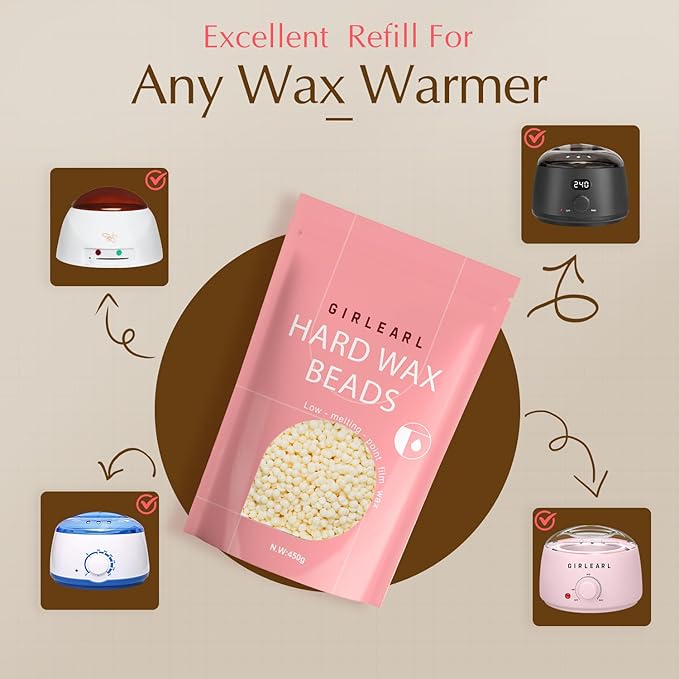 Hard Wax Beads, 1lb Wax Beans for Hair Removal, Hard Wax for Sensitive Skin at Home, Wax Refill Perfect for Eyebrow, Facial, Brazilian Bikini, Legs and Full Body for Women and Men (Cream)-VivaGrace Women