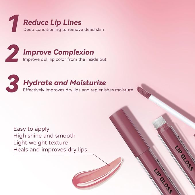Dual-Ended Peel Off Lip Stain Liner, Long Lasting Waterproof Peel Off Lip Liner Tattoo with Nourishing Clear Gloss Combo Set, Transfer-Proof Non-Stick Cup Shiny Lips Tint Lipstick Makeup07-VivaGrace Women