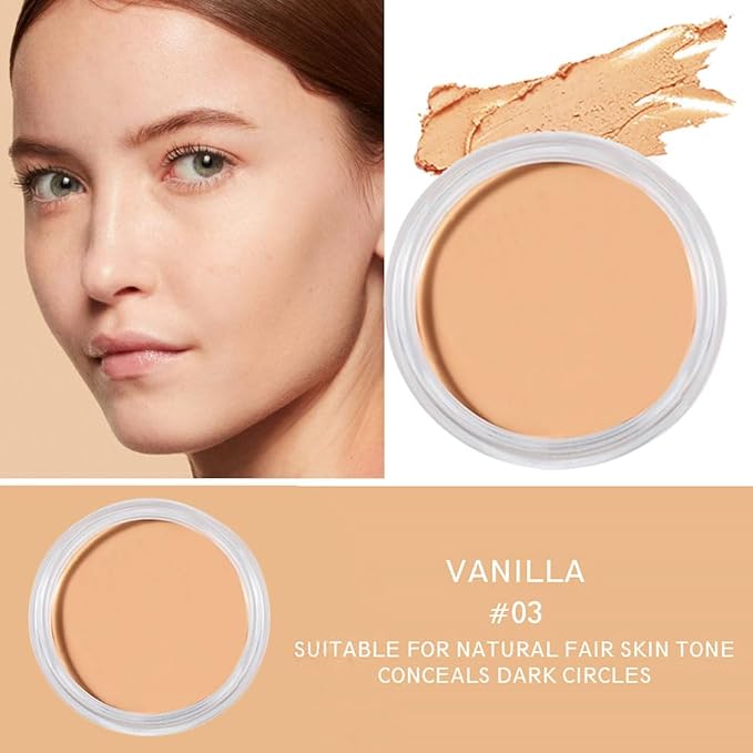 Kaely Cream Pot Concealer Full Coverage Set,Conceal Brighten Dark Circles,under Eye Brightener Color Correcting Concealer,Waterproof Foundation Palette with Brush,corrector de ojeras,Vegan Makeup,03-VivaGrace Women