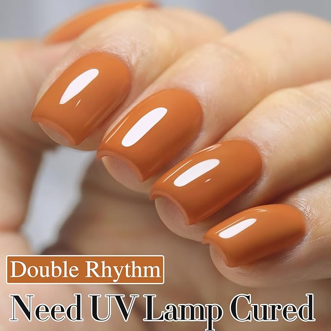Double Rhythm Translucent Gel Polish Sheer Neutral Natural Light Milky Same Color Same Bottle 15ML Jelly UV Nail Polish Nail Art DIY at Home (Brown Orange-A1447)-VivaGrace Women