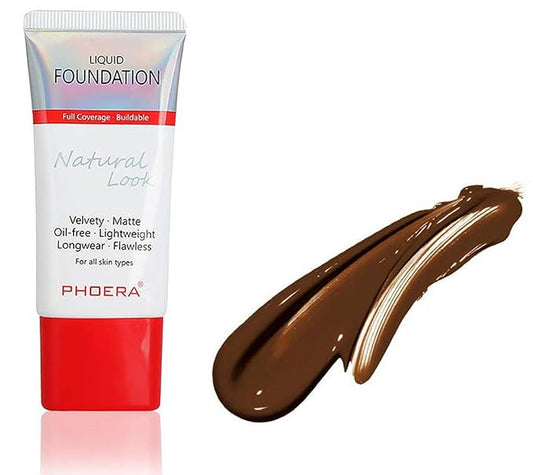 AQUAPURITY PHOERA Full Coverage Foundation New Formula Waterproof Long Lasting Oil Free Velvet Matte Liquid Foundation for Oily Skin Flawless Makeup Base Cream Concealer (110 Truffle)-VivaGrace Women