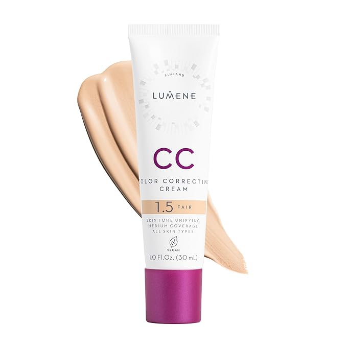 Lumene Color Correcting CC Cream - Lightweight Foundation - Medium Coverage - Redness Reducing Face Makeup for a Glowing Complexion - Vegan Formula + Suitable for All Skin Types - Fair (1 fl oz)-VivaGrace Women