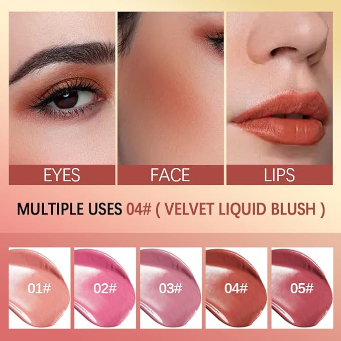 Velvet Liquid Blush, Natural Matte Finish Looking, Dewy Cheek Tint, Soft Cream Face Blush,Moisturizing Lightweight Blendable Feel,Long-Lasting 0.25 oz/7.5ml - 03#-VivaGrace Women