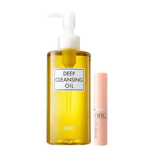 DHC Deep Cleansing Oil and Lip Cream, Facial Cleansing Oil, Makeup Remover, Hydrating, Moisturizing, Soothing, Set, Fragrance and Colorant Free, Ideal for all skin types, 6.7 fl. oz. and 0.05 oz.-VivaGrace Women