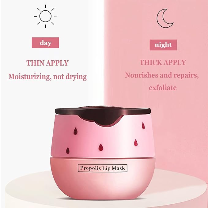 2 PCS Bee Lip Balm Honey Pot, Watermelon & Apple Lime Lip Sleeping Masks Overnight, Hydrating Prevention Dry and Cracked Lip Scrubs Exfoliator Lip Care, Reduces Lip Lines-VivaGrace Women