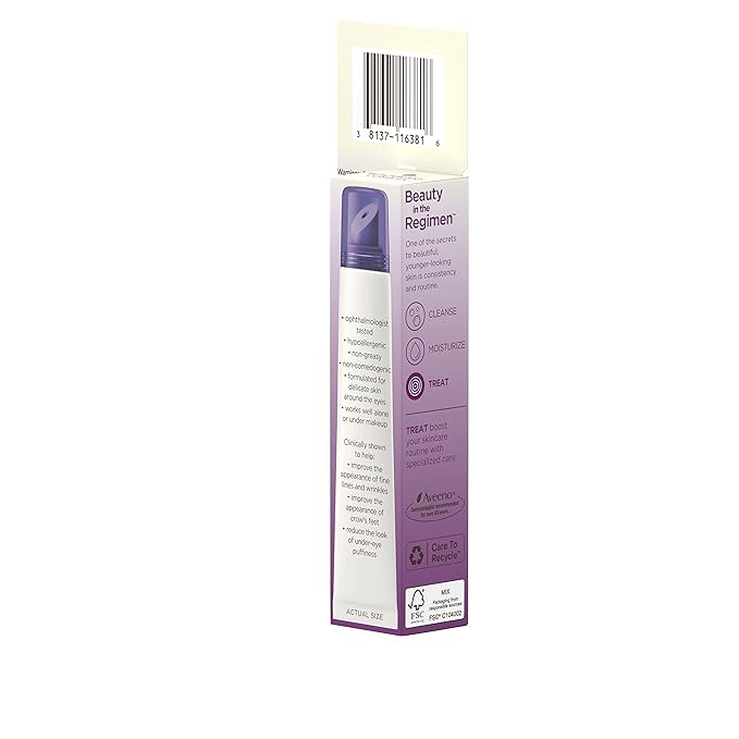 Aveeno Absolutely Ageless 3-in-1 Anti-Wrinkle Eye Cream for Fine Lines & Wrinkles, Crows Feet, & Under-Eye Puffiness, Antioxidant Blackberry Complex, Hypoallergenic, Non-Greasy, 0.5 oz-VivaGrace Women