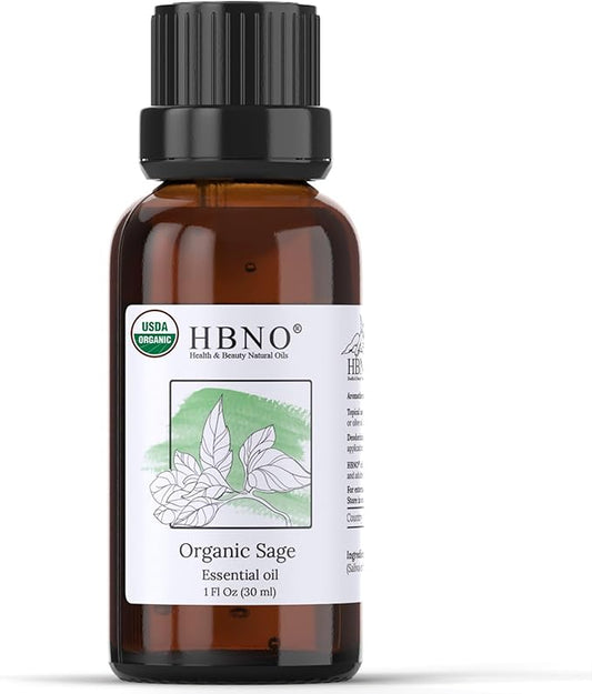 HBNO Organic Sage Essential Oil - 1 oz (30ml) - USDA Certified Organic Sage Essential Oil for Aromatherapy, Soap Making, DIY, Fragrances, Diffuser.-VivaGrace Women