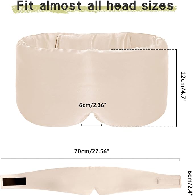 2pcs 100% Handmade Bamboo Sleeping Eye Mask for Women for Men,Night Masks,Organic Sleep Mask,Blockout Eye Mask for Sleeping,Large Size Adjustable (Apricot & Dark Grey)-VivaGrace Women