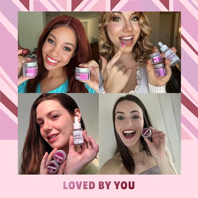 Handmade Heroes Bakuchiol Lip Scrub 1 fl oz | Deep Conditioning Lip Plumper Helps Reduce Fine Lines and Wrinkles Appearance | 100% Cruelty Free Vegan | Lip Care for Luscious Lips-VivaGrace Women