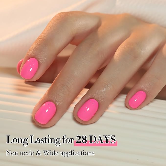 Double Rhythm 0.50 OZ Gel Polish Hema Free Same Color Same Bottle Golden Round Translucent Neutral Natural Milky 15 ML Jelly UV Polish Art DIY at Home (Bright Pink-C1040)