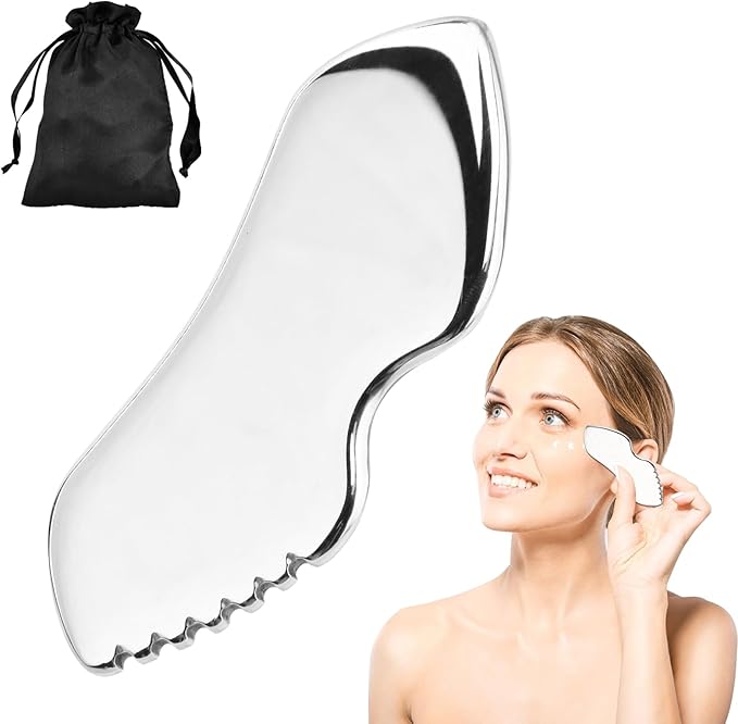 Stainless Steel Gua Sha Facial Tools, Upgrade Gua Sha for Facial Skin, Portable Eyes Neck Massage, Metal Gua Sha Tighten Skin Massage Guasha Beauty Tool-VivaGrace Women