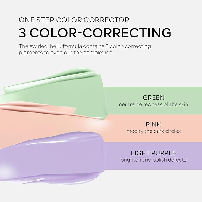 3 in 1 Color Correcting Makeup Primer Facial Serum, SPF 50 PA+++ Sunscreen Isolation Cream, Oil Control Moisturizing Skin Tone Correcting, One Step Color Corrector Face Primer-VivaGrace Women