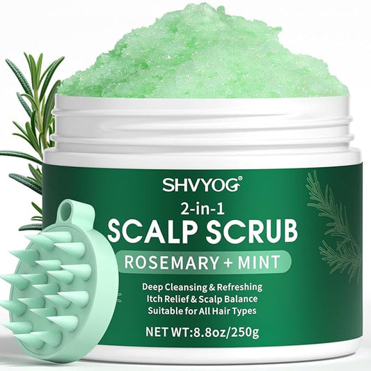 SHVYOG Scalp Scrub, Rosemary Exfoliator Scrub with Peppermint & Sea Salt, Anti-Dandruff Detox Clarifying Exfoliator Shampoo for Deep Scalp Cleanse with Scalp Massager-VivaGrace Women