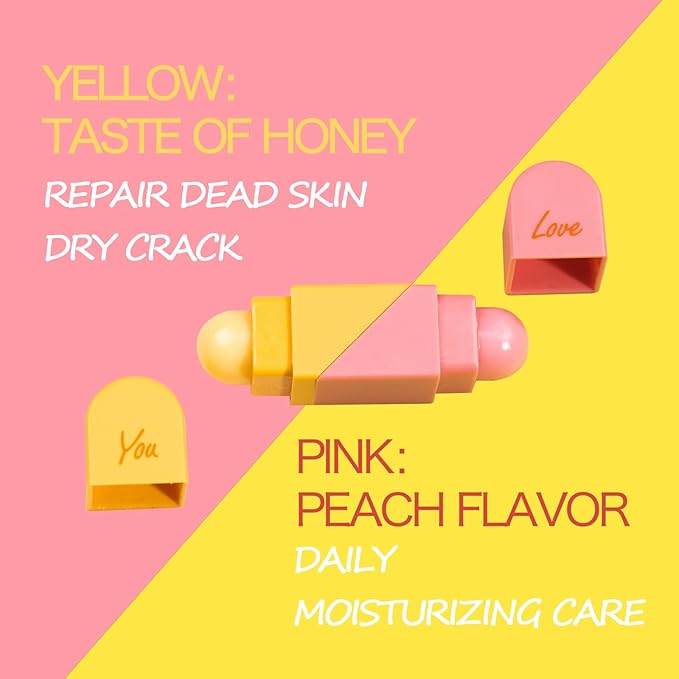 Heart Shaped Dual-use Deformable Lip Balm Stick - Honey,One end is colorless, while the other end is pink can be used as makeup, lipstick Peach. Repair, Keep Lips Moisturized, Gifts-VivaGrace Women