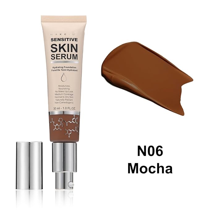 MAEPEOR Hydrating Foundation 6 Colors Full Coverage Liquid Foundation Naturally Mattle Oil-Control Foundation for All Skin Tone (06 Mocha)-VivaGrace Women