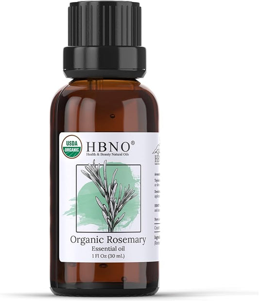 HBNO California Bottled Organic Rosemary Essential Oil 1 fl oz (30ml) - USDA Certified Organic Rosemary Essential Oil for Aromatherapy, Soap Making, DIY, Fragrances, Diffuser-VivaGrace Women
