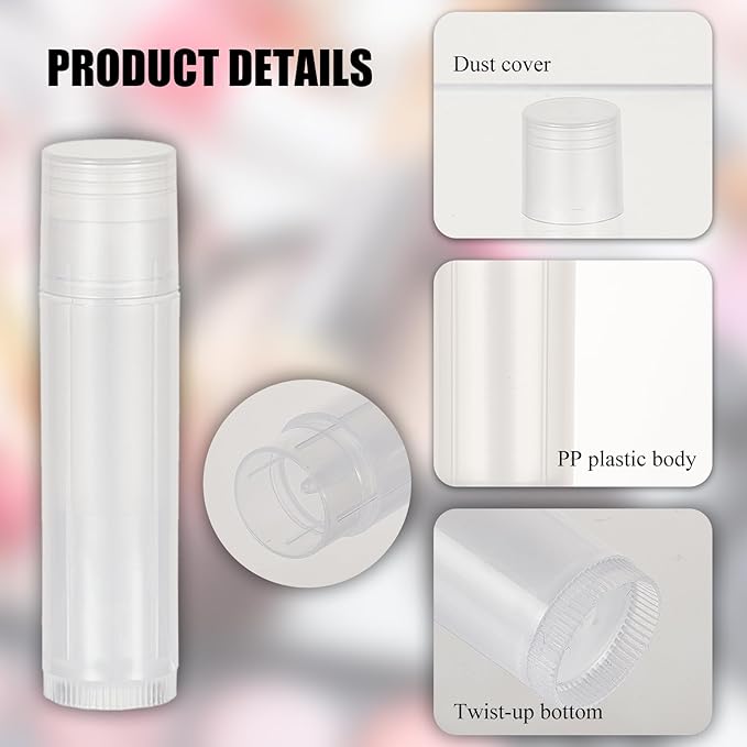 NICENEEDED 15 Pcs Lip Balm Tubes, Empty DIY Lipstick Tubes, Refillable 5g Lip Balm Containers Plastic Lip Gloss Tubes Deodorant Containers with White Caps Twist Tubes for making Gifts, Travel-VivaGrace Women