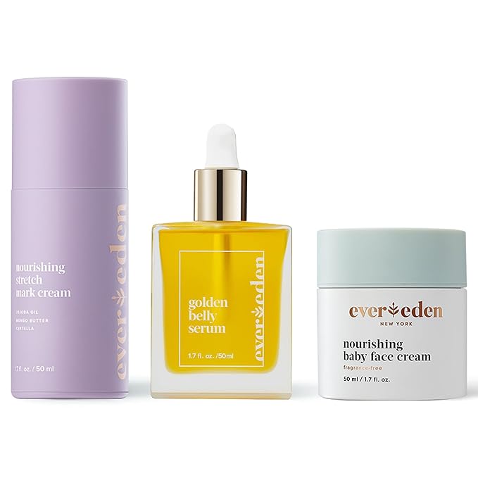 Evereden Mama & Baby Discovery Set - Dermatologist-Developed Clean & Vegan Maternity Skin Care Bundle - Stretch Mark Cream, Belly Serum, & Nourishing Baby Face Cream - Postpartum Gifts for New Mom-VivaGrace Women