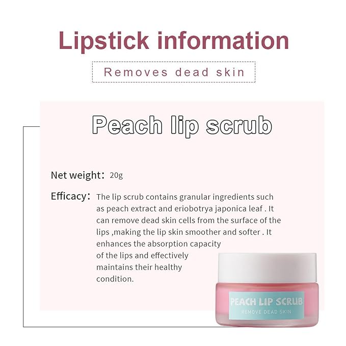 4 In 1 Peach Lip Care Kit With Lip Exfoliator Scrub And Moisturizer, Peach Scrub Bubble, Hydrating Lip Mask, Lip Scrubs Gentle Exfoliating, Instant Moisturizing, Lip Balm Hydrating For Very Dry Lips-VivaGrace Women