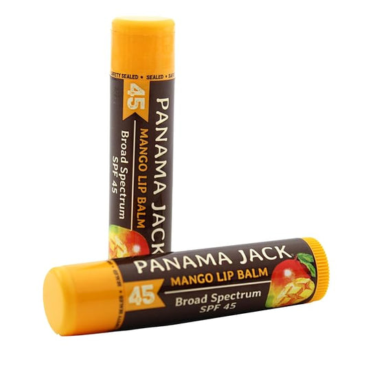 Panama Jack Sunscreen Lip Balm - SPF 45, Broad Spectrum UVA-UVB Sunscreen Protection, Prevents & Soothes Dry, Chapped Lips, Mango, 2-pack-VivaGrace Women