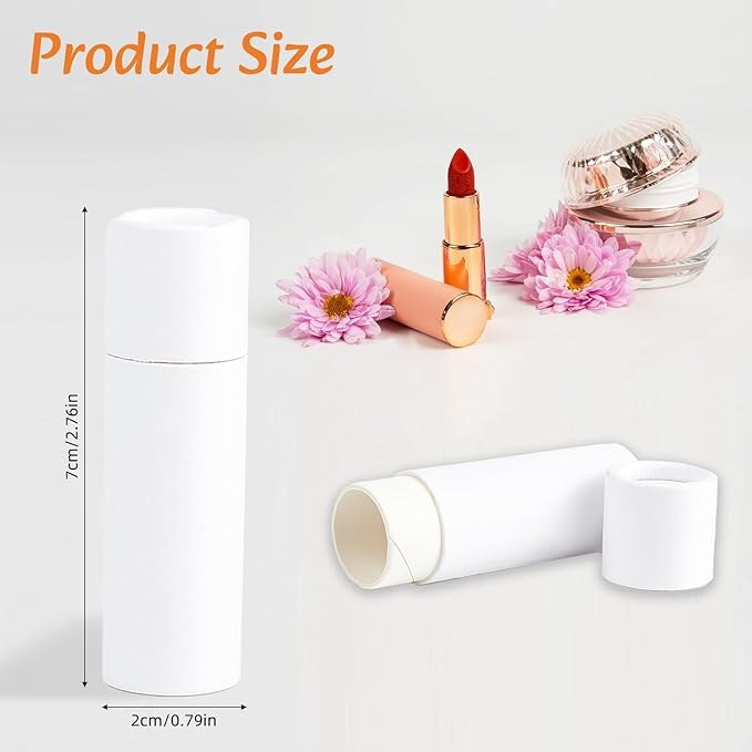 NICENEEDED 10 Pcs Paperboard Lip Balm Tubes, White Paper Lipstick Tube, Cardboard Empty Lip Gloss Container Solid Perfume Tube Cosmetic Box for DIY Lip Gloss Balm Chapstick-VivaGrace Women
