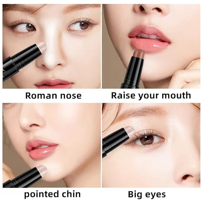 Double head outline pen, fluorescent pen stick, concealer, durable waterproof cosmetic pen, corrective makeup (#1)-VivaGrace Women