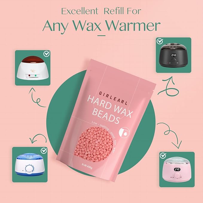 Hard Wax Beads, 1lb Wax Beans for Hair Removal Sensitive Skin with Rose Formula, Perfect for Full Body, Facial, Brazilian Bikini, and Legs at Home Wax Refill for Women Men (pink)-VivaGrace Women