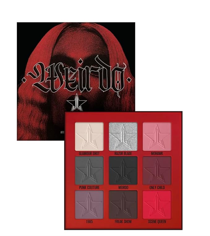 Jeffree Star Cosmetics Weirdo Mini Palette + Mini Controversy & Black Jeffree Star Approved Mascara Bundle of 3, Red-VivaGrace Women