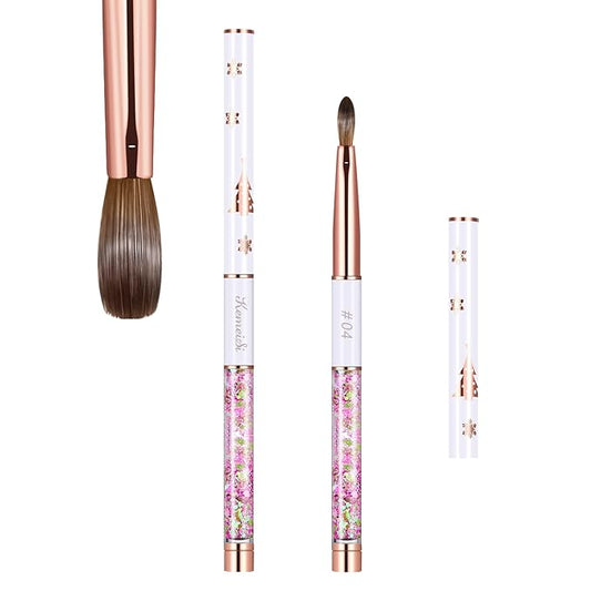 Acrylic Nail Brush Size 4,KEMEISI 100% Pure Kolinsky Nail Art Brushes Sturdy Handle Oval Shaped Acrylic Powder Nail Design Tools for Professional Manicure DIY Home Salon (White)-VivaGrace Women