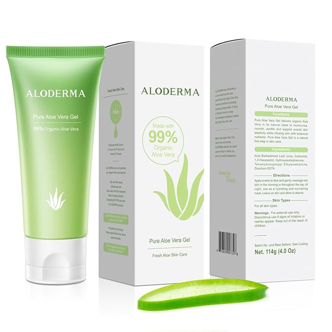 Aloderma 99% Organic Aloe Vera Gel for Face Made within 12 Hours of Harvest - Natural Hydrating Pure Aloe Vera for Soothing Skincare - Moisturizing Aloe Gel for Skin, Face, & Sensitive Skin, 4.02 oz-VivaGrace Women